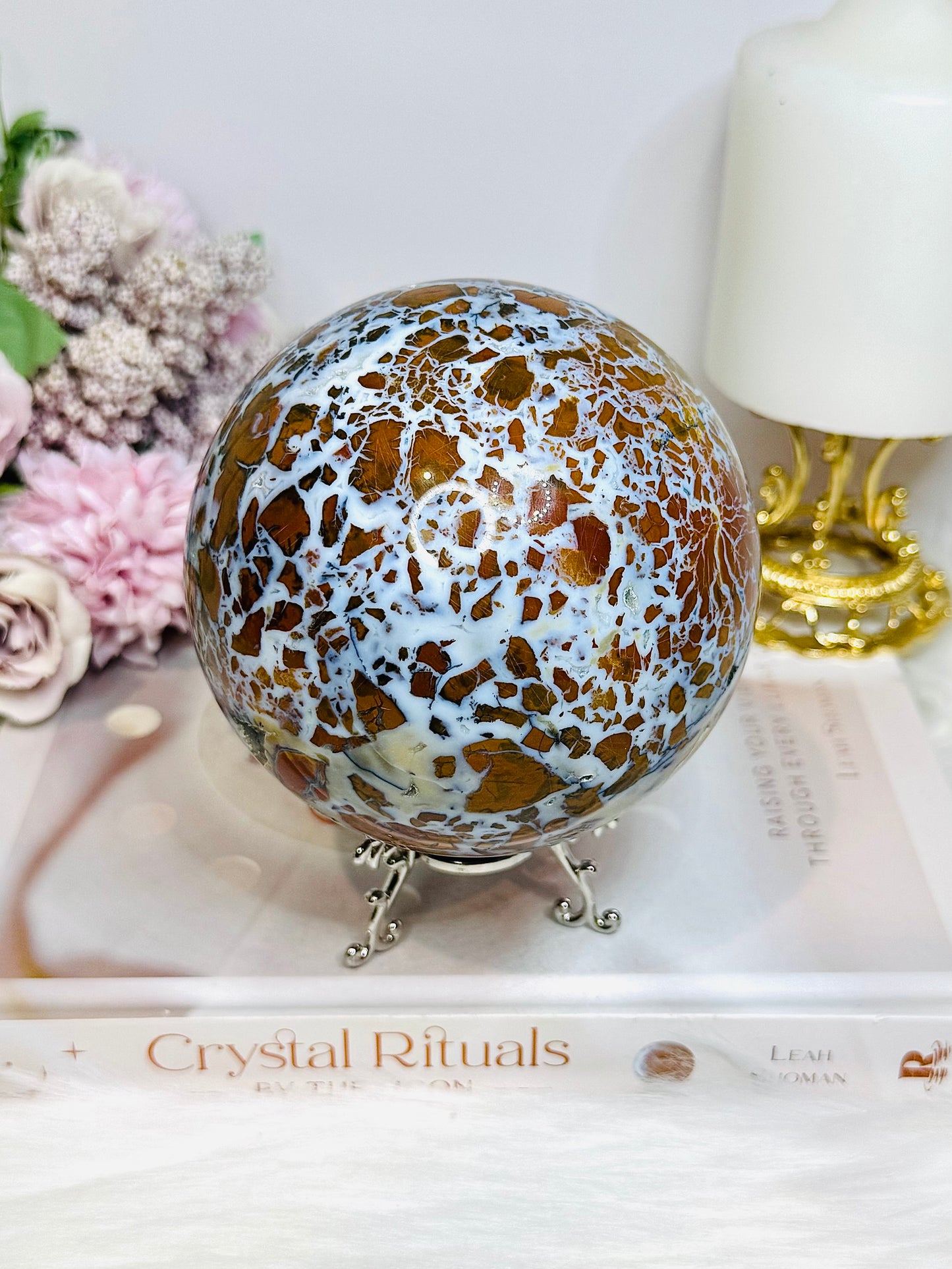 Large Brecciated Jasper Sphere on Stand 1.34KG
