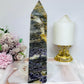 Large Purple Fluorite X Sphalerite Druzy Tower 20cm 747g