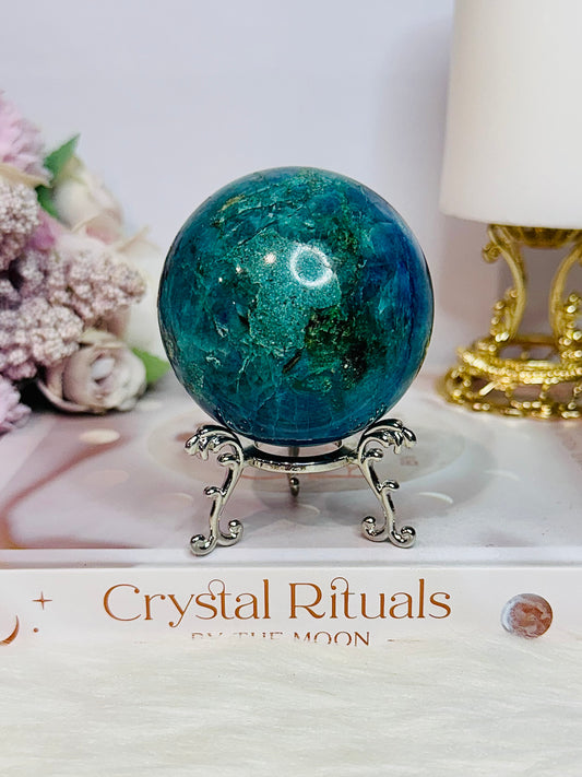 Absolutely Incredible High Grade Chrysocolla Sphere on Stand 329grams