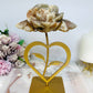 Large High Grade Moonstone Rose With Flash on Gold Stand 18cm