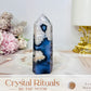 High Grade Blue Flower Agate Druzy Tower 9cm
