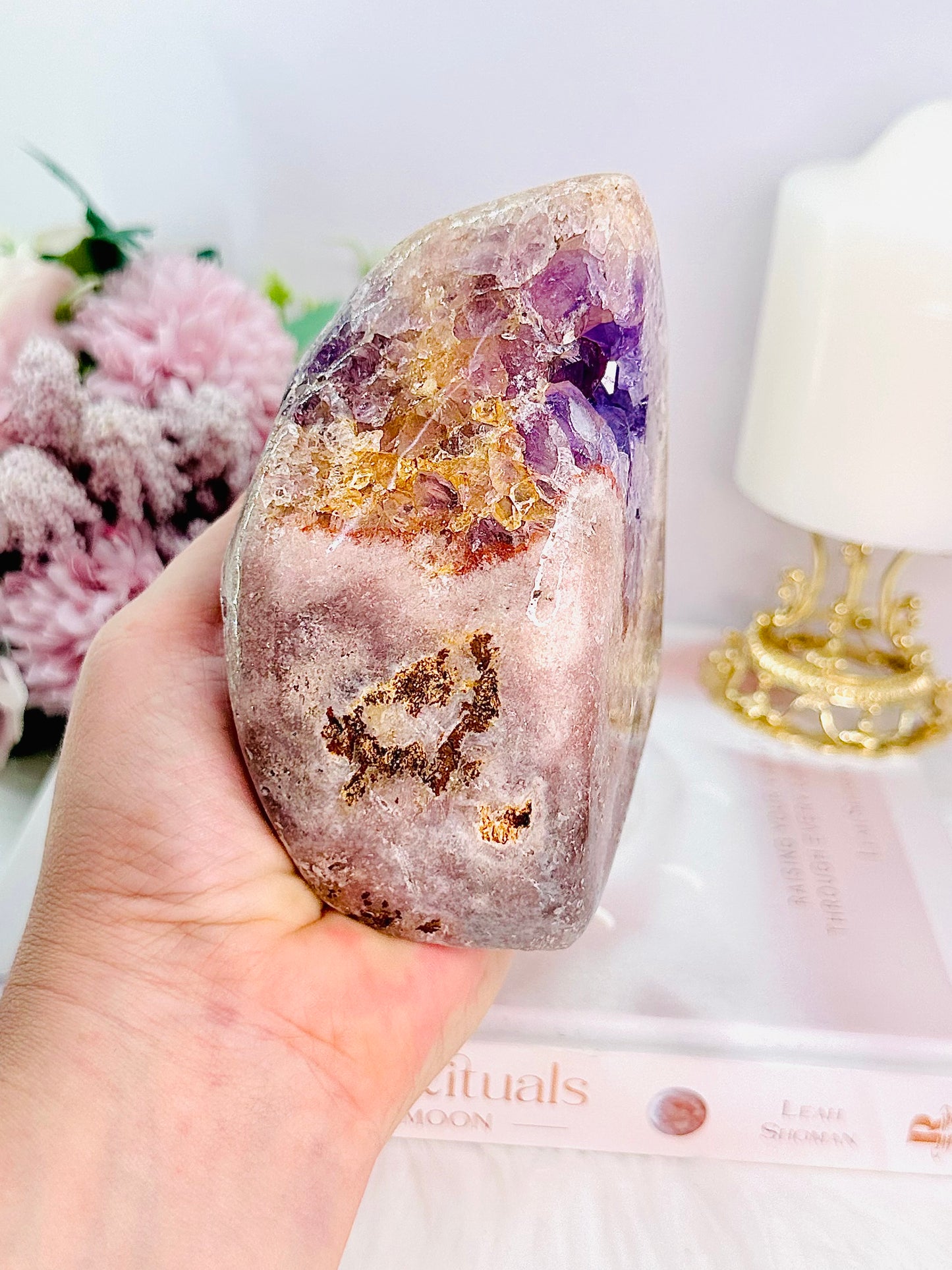 Absolutely FABULOUS 807gram Pink Amethyst X Amethyst High Grade Druzy Freeform From Brazil