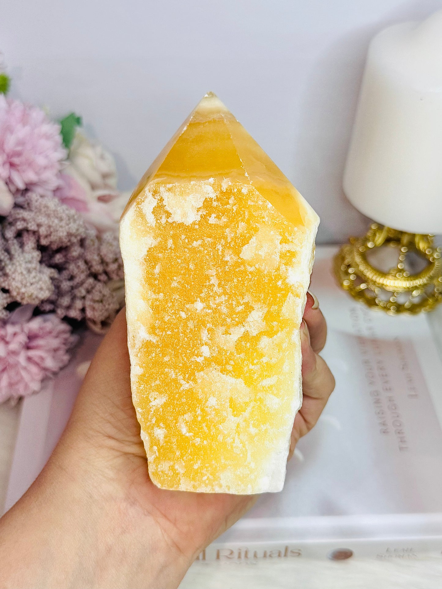 Large 608gram 12cm Orange Calcite Point