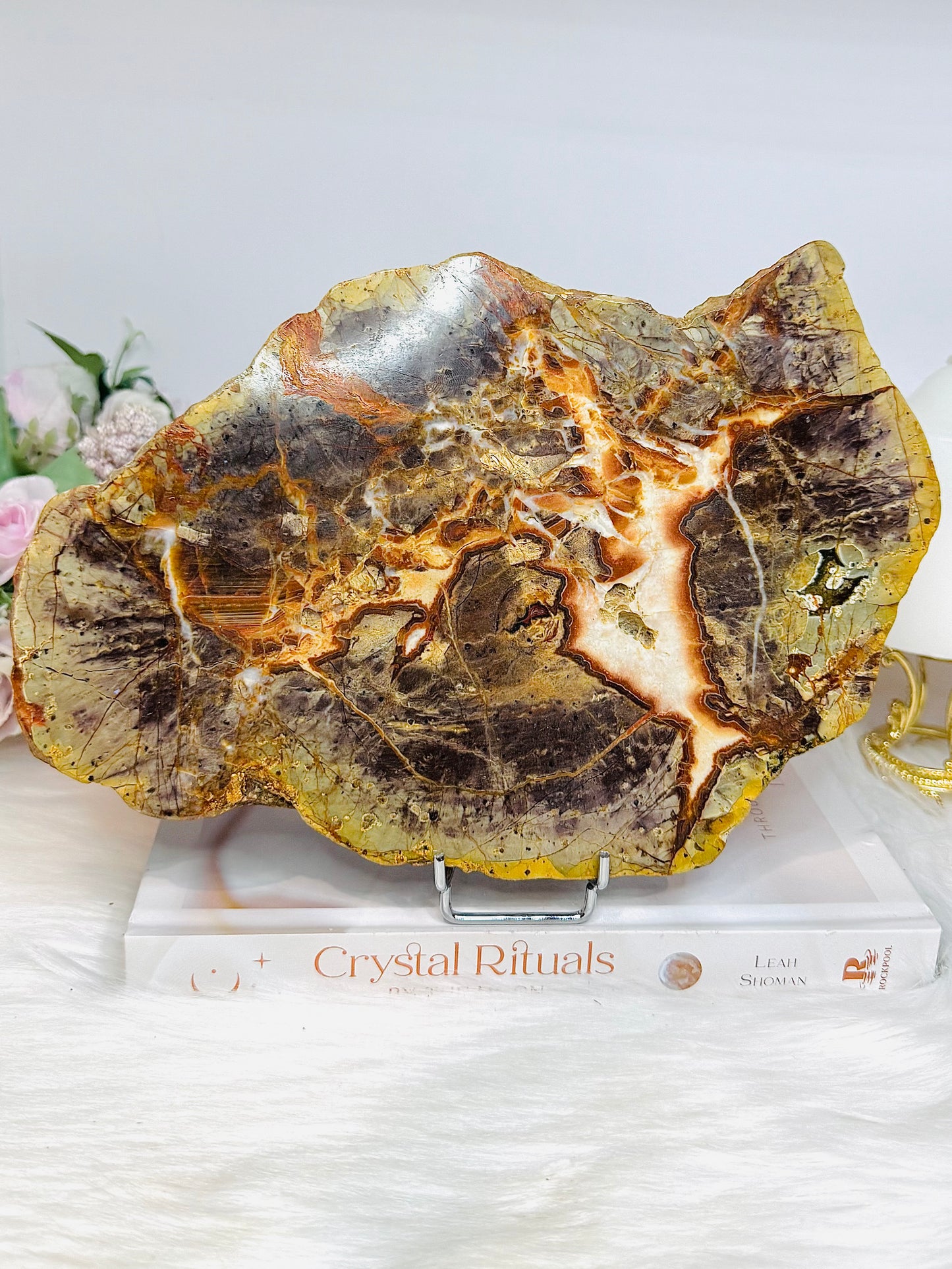 Large Agate Creek Thunder Egg Slab on Stand 25cm
