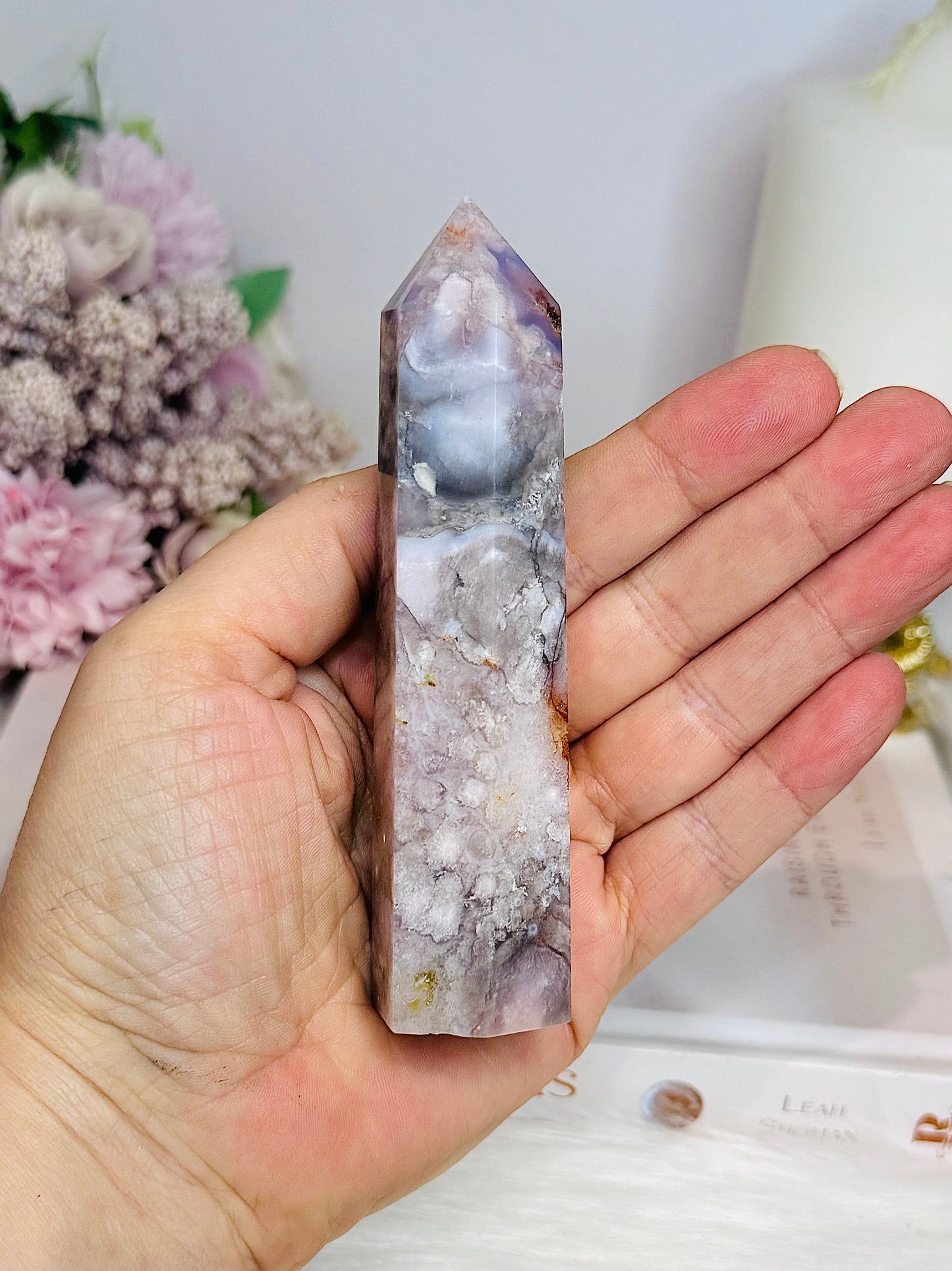 Flower Agate Druzy Tower 11.5cm