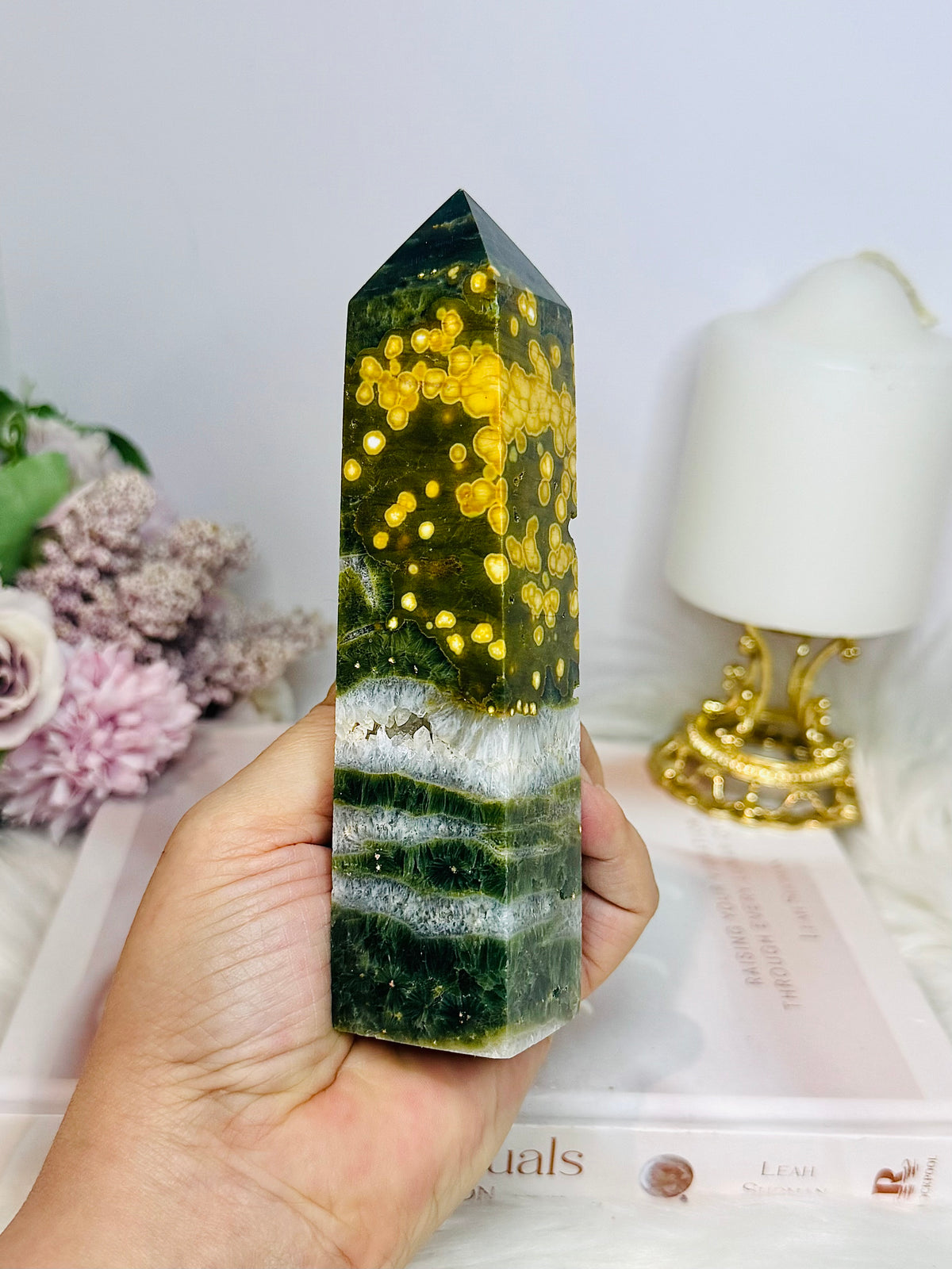 Orbicular Ocean Jasper Druzy Tower 15cm 342g