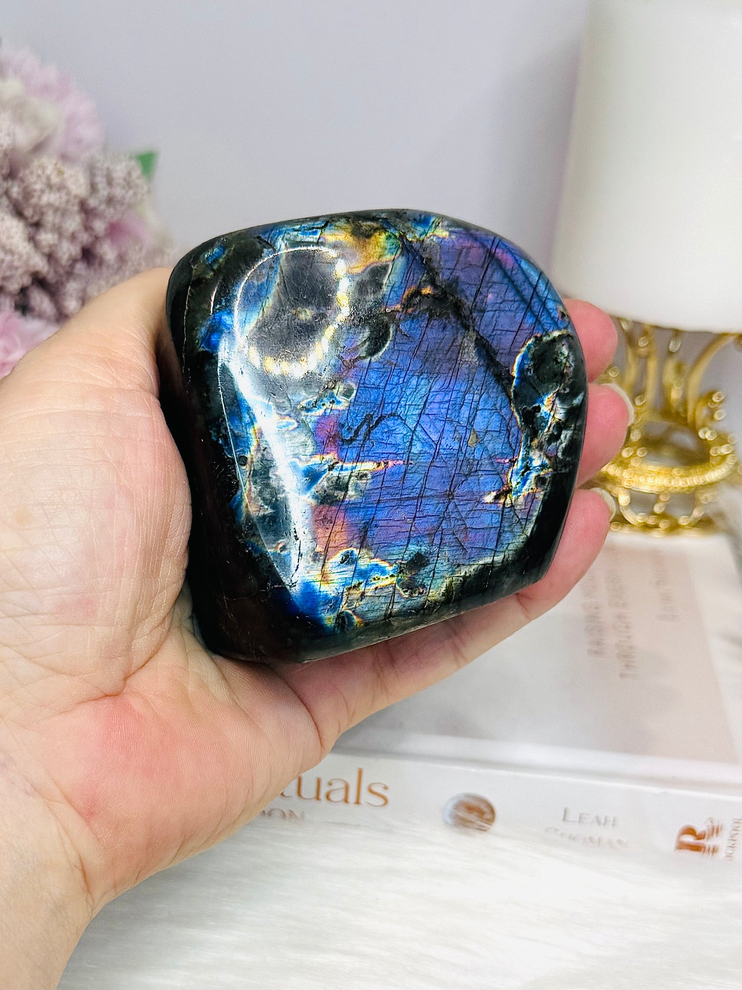 High Grade Spectrolite (Labradorite) Freeform from Finland - (Flash is all purple although it looks blue in pic) 8cm 374g
