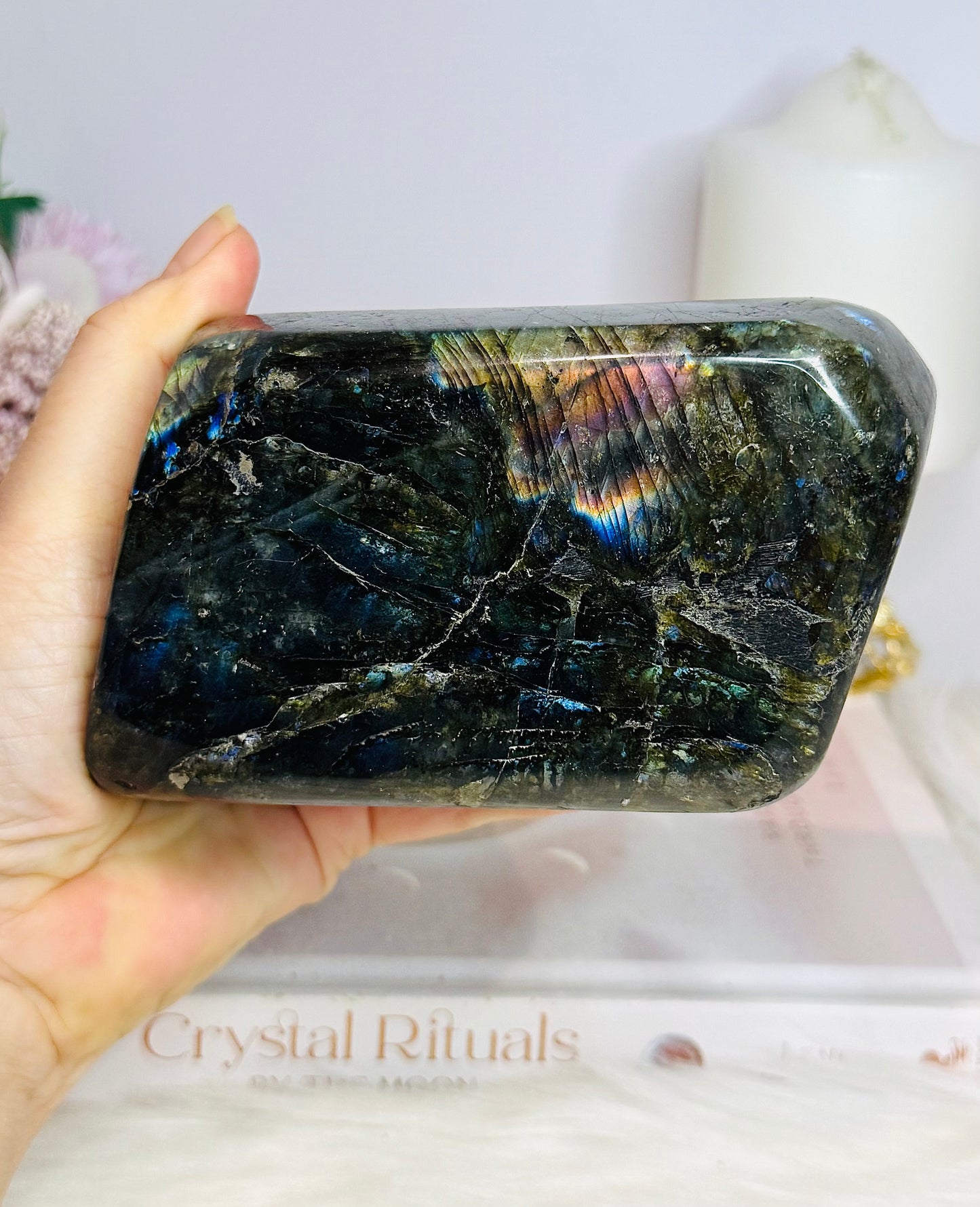 Large Natural Labradorite Polished Freeform Full of Flash 12cm 966g