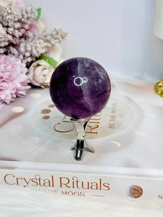 High Grade Purple Fluorite Sphere on Stand 140g