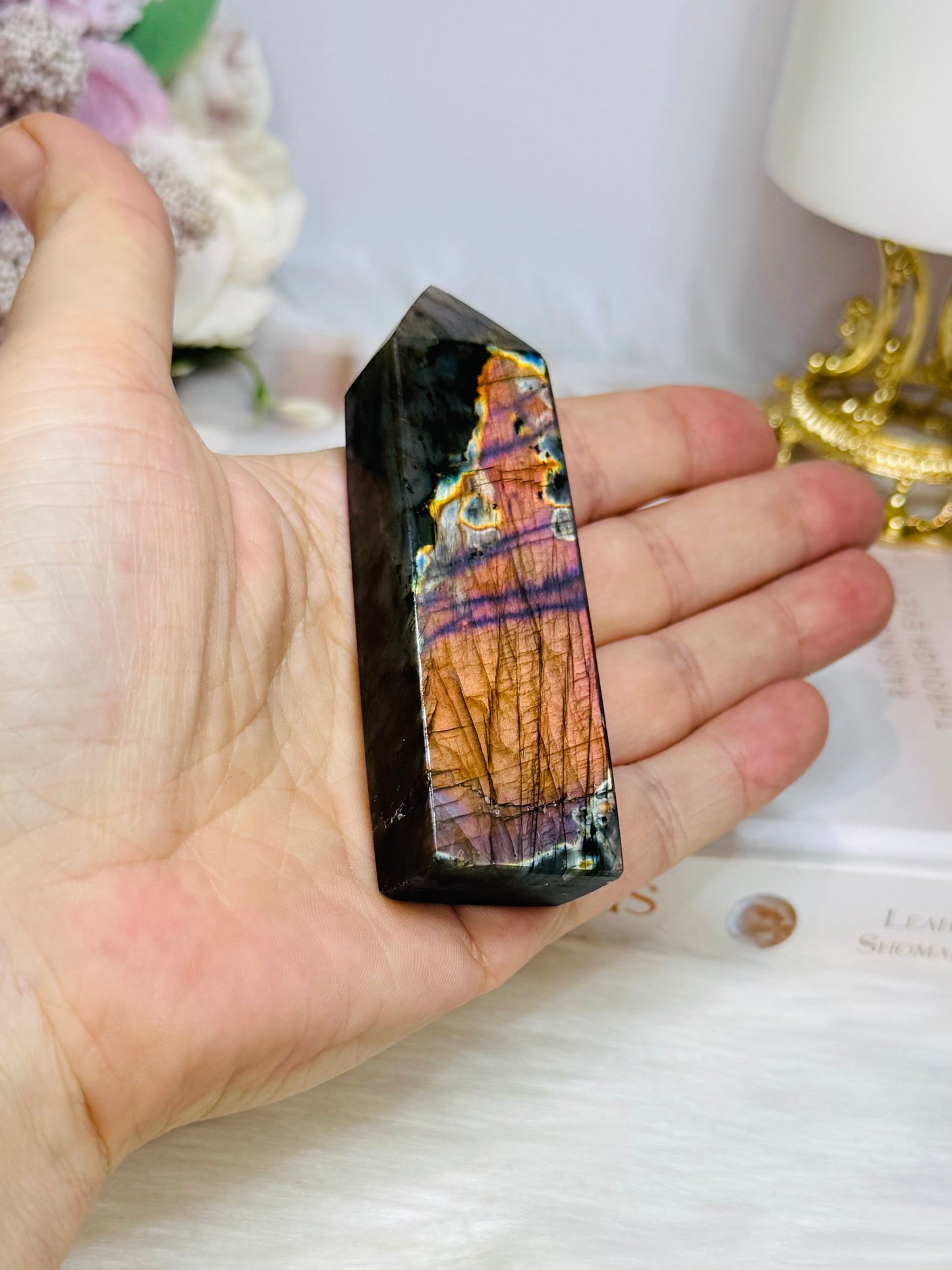 High Grade Labradorite Tower Full of Flash 9cm