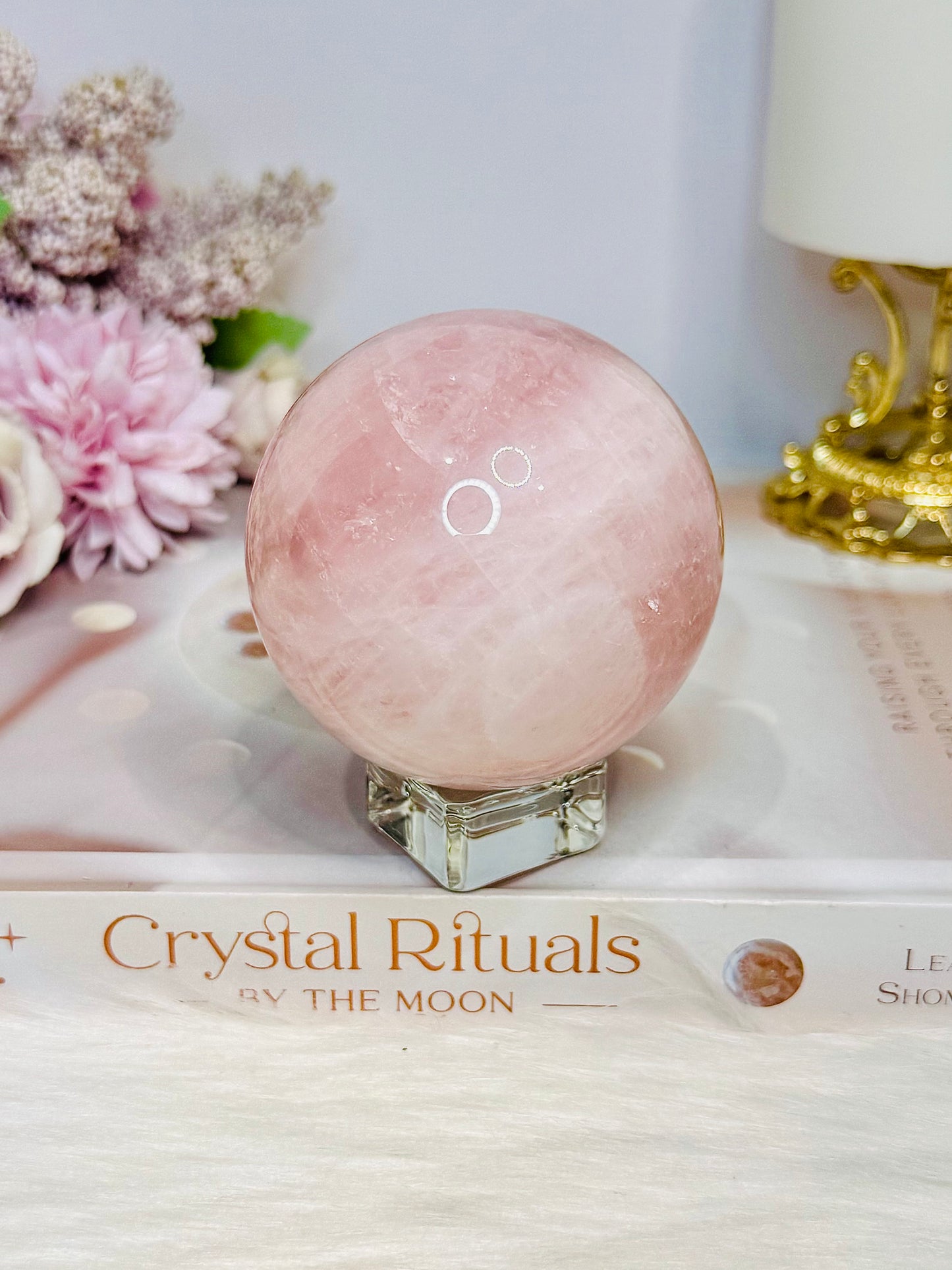 Large Rose Quartz Sphere (with Iron Oxide) on Stand 408g