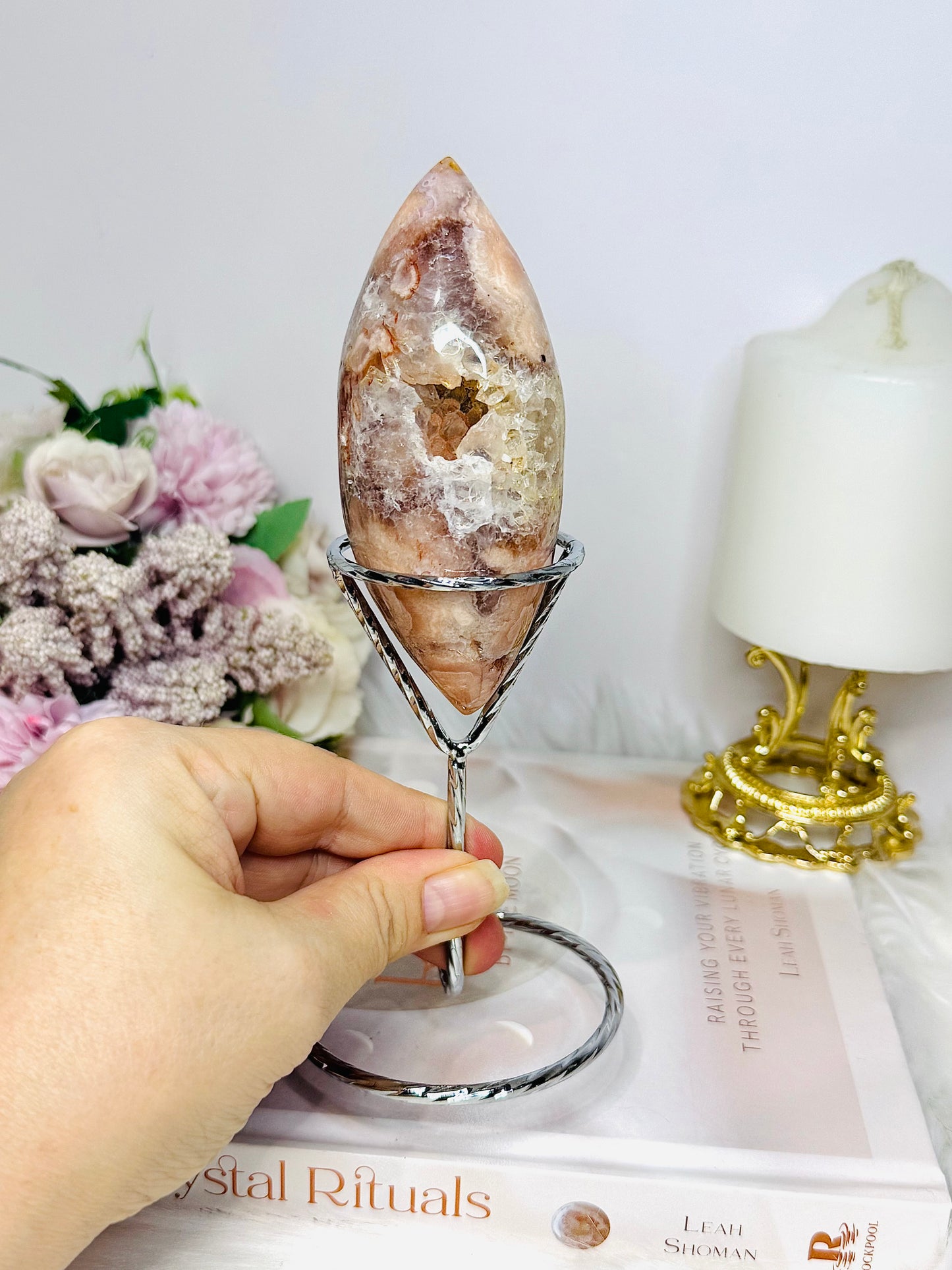 High Grade Druzy Pink Amethyst Egg | Freeform on Stand 17cm 290g