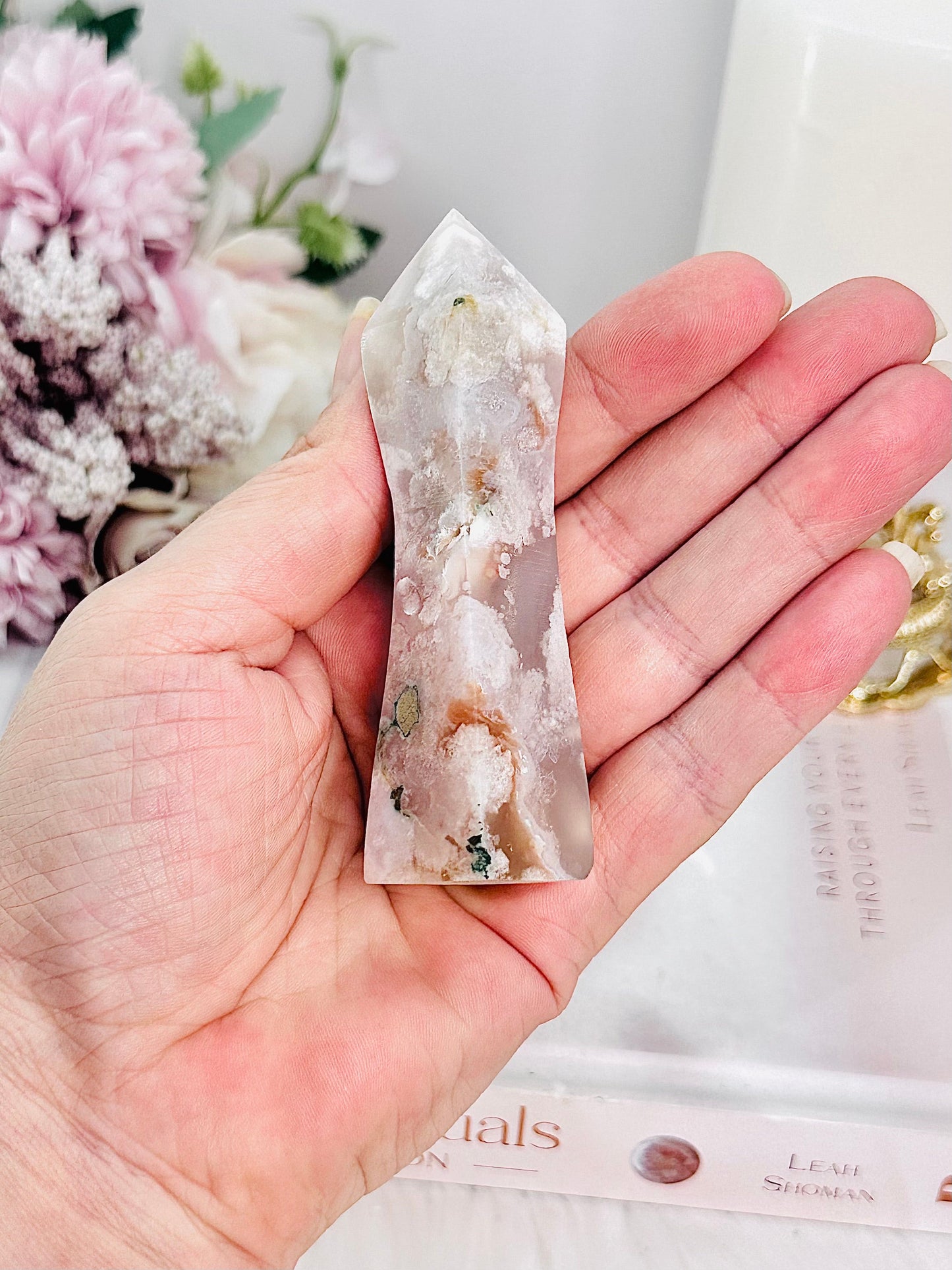 Uniquely Cut Flower Agate Tower From Madagascar 9cm