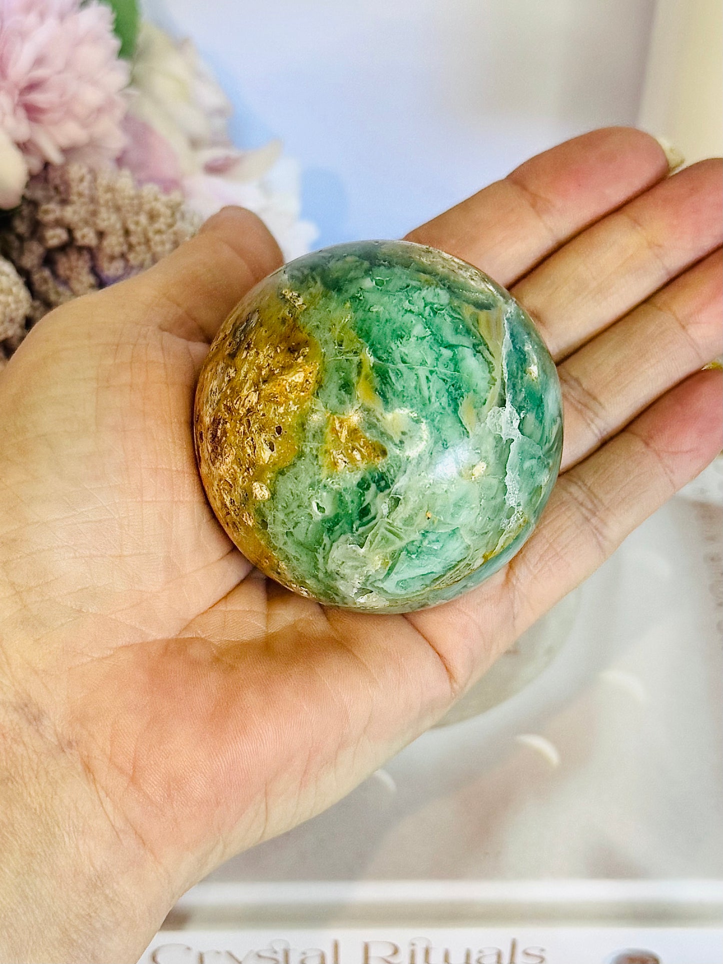 Beautiful Natural Variscite Sphere On Stand 6.5cm