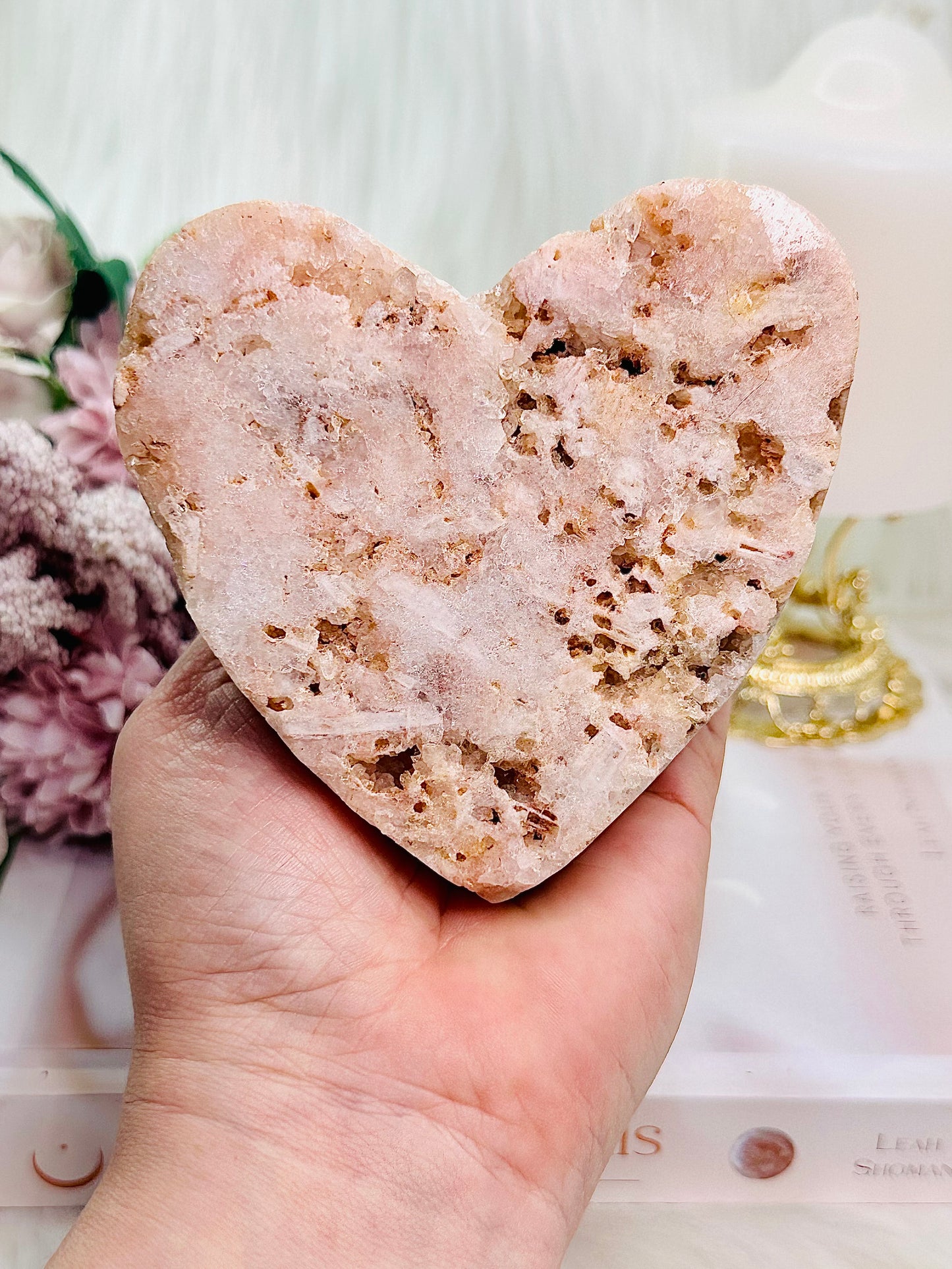 Gorgeous Large 478Gram Thick Chunky Pink Amethyst Druzy Heart From Stand ~ Truly Stunning Piece