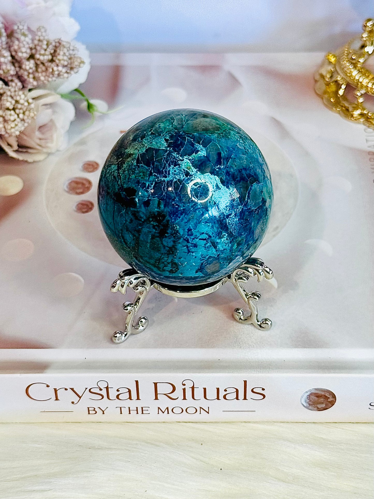 Absolutely Incredible High Grade Chrysocolla Sphere on Stand 6.5cm