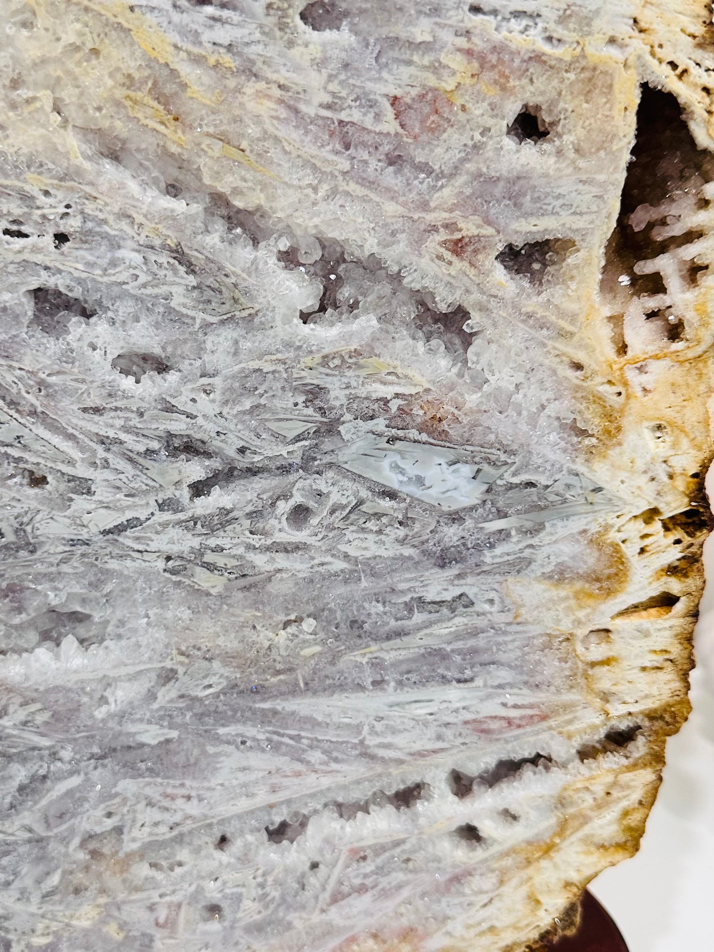 Classy & Fabulous ~ The Most Stunning Huge 46cm 4.5KG Druzy Pink Amethyst Slab | Platter Full of Crystallisation & Rutile Formation Absolutely Stunning (Timber stand is removable)