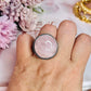 Large Rose Quartz Stone Silver Ring In Gft Bag