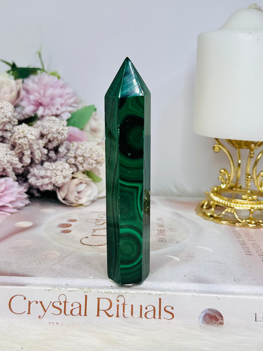 AAA High Grade Natural Malachite Tower From Congo 11.5cm