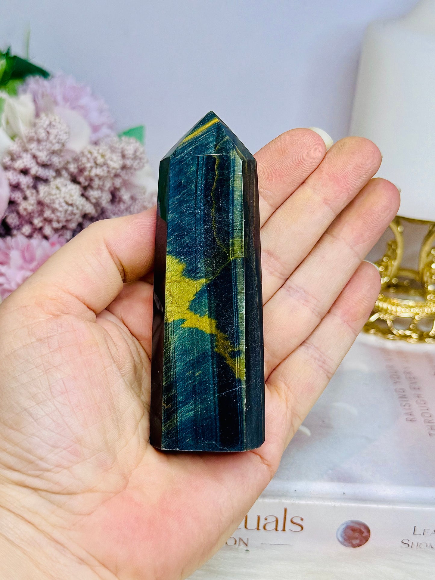 Rare Blue Tigers Eye Tower 10cm