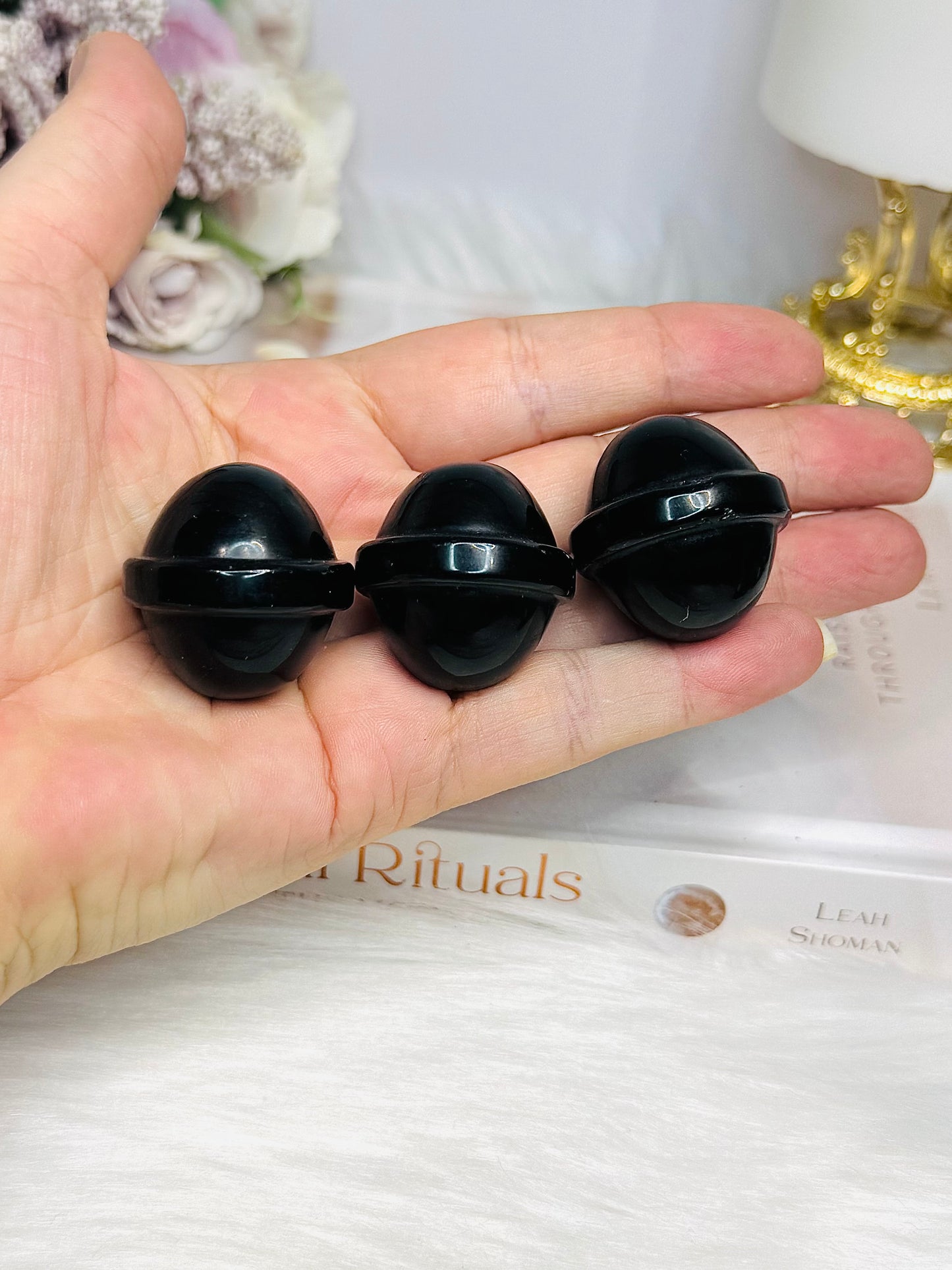 Black Obsidian Carved Planet