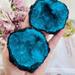 Wow!!!! Stunning Shiny Large Moroccan Geode Quartz Set (This colour is a gorgeous dyed emerald green not blue)