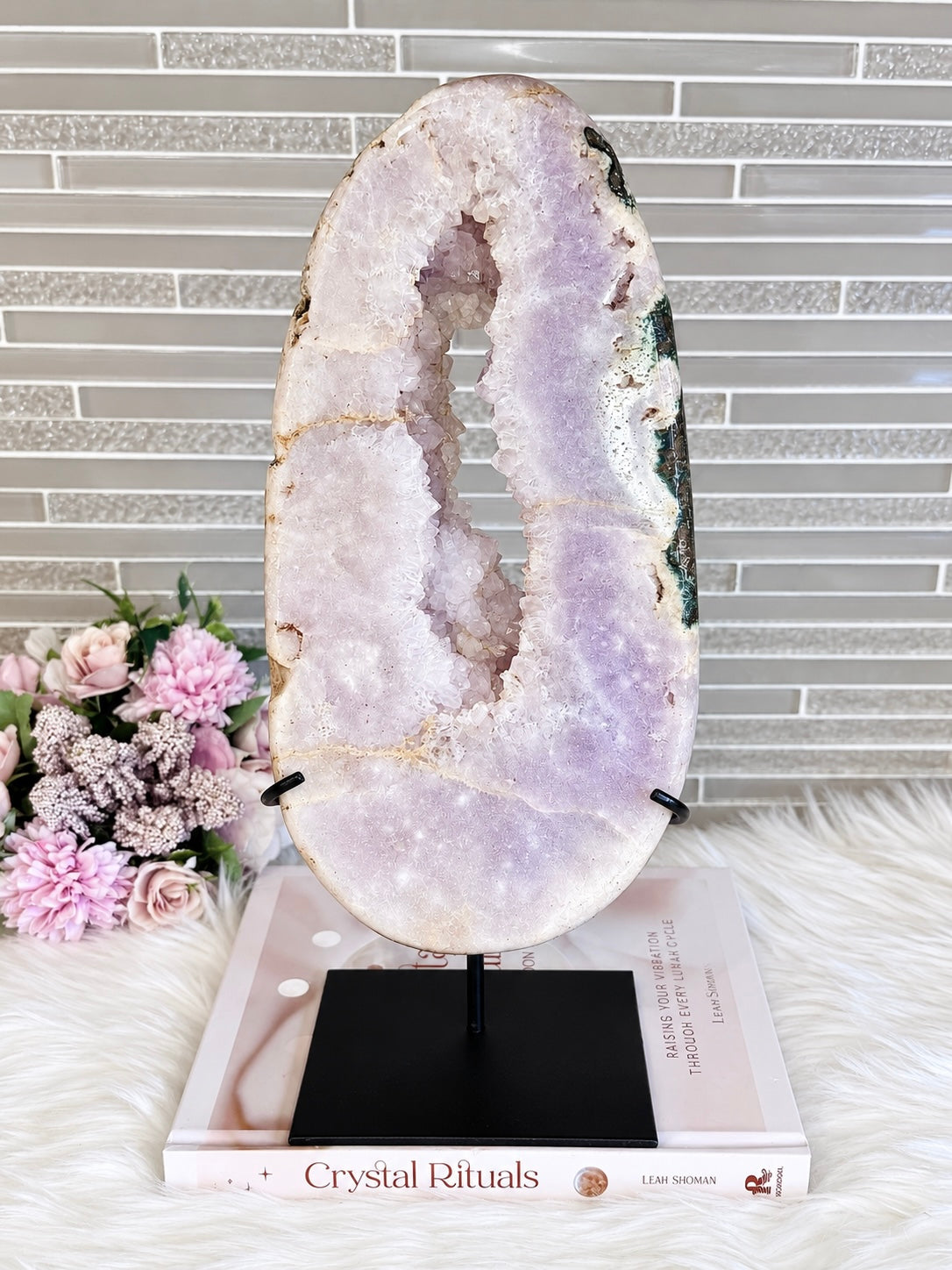 Statement Piece ~ Huge Pink Amethyst Druzy Portal Slab On Stand 36cm 2.45KG