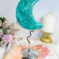 Amazonite Carved Moon On Stand 20cm