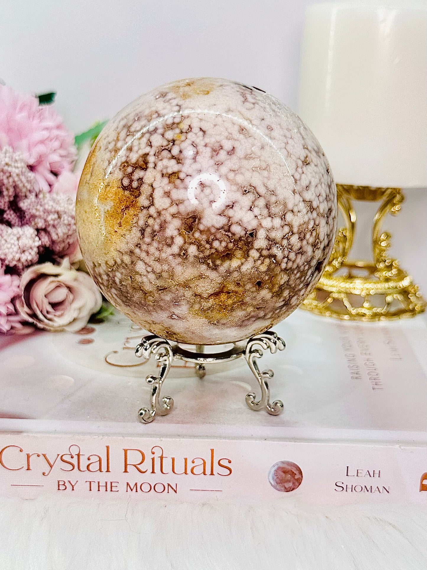 Large Pink Amethyst Druzy Sphere on Stand 9.5cm 837grams