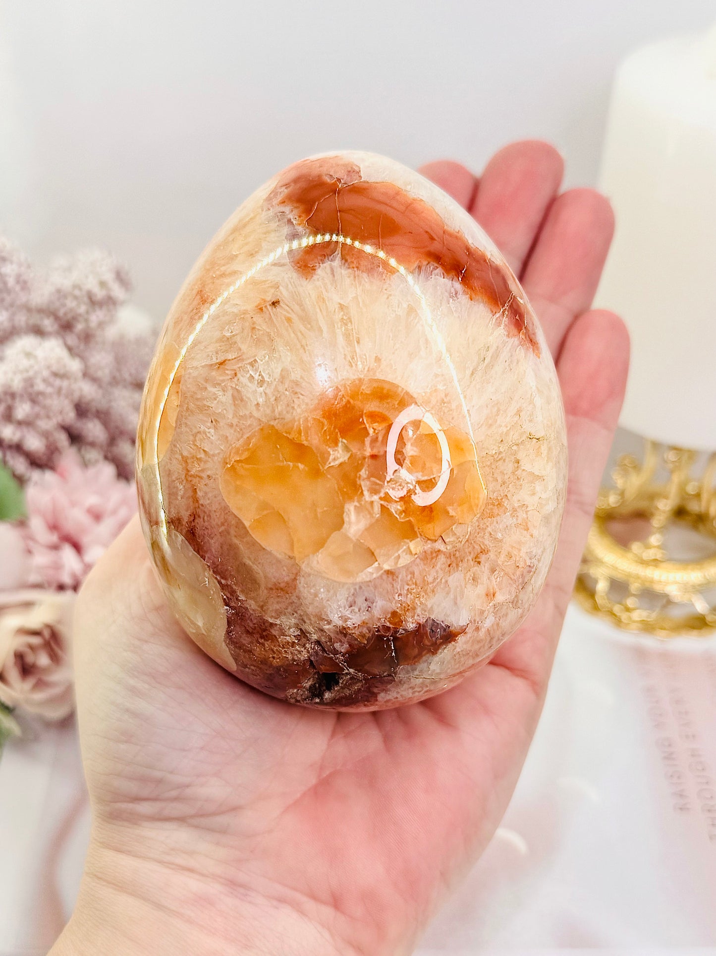 Precious Large 659gram Carnelian Egg On Stand