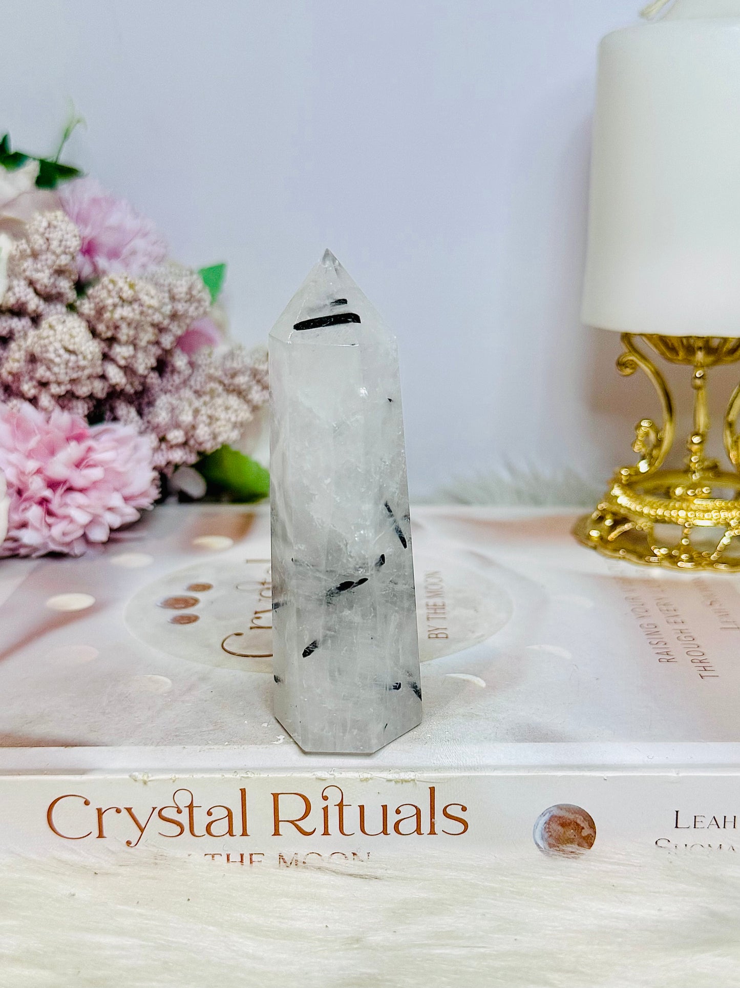 Black Tourmaline In Clear Quartz Tower 9cm