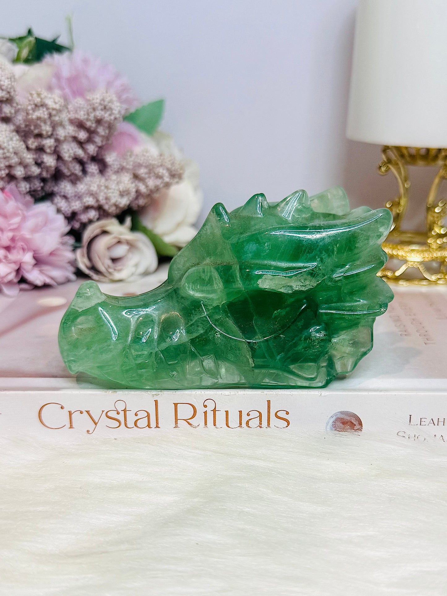 Green Fluorite Carved Dragon 9.5cm 378g