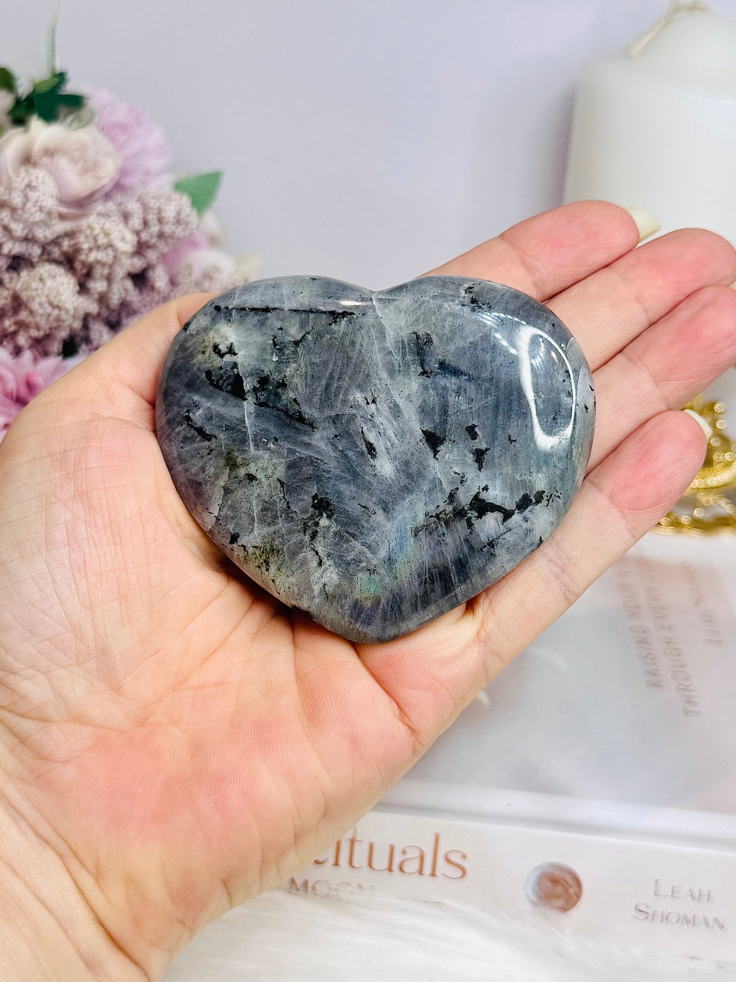 Labradorite Carved Heart 8cm