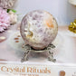 High Grade Pink Amethyst Sugar Druzy Sphere on Stand 281g