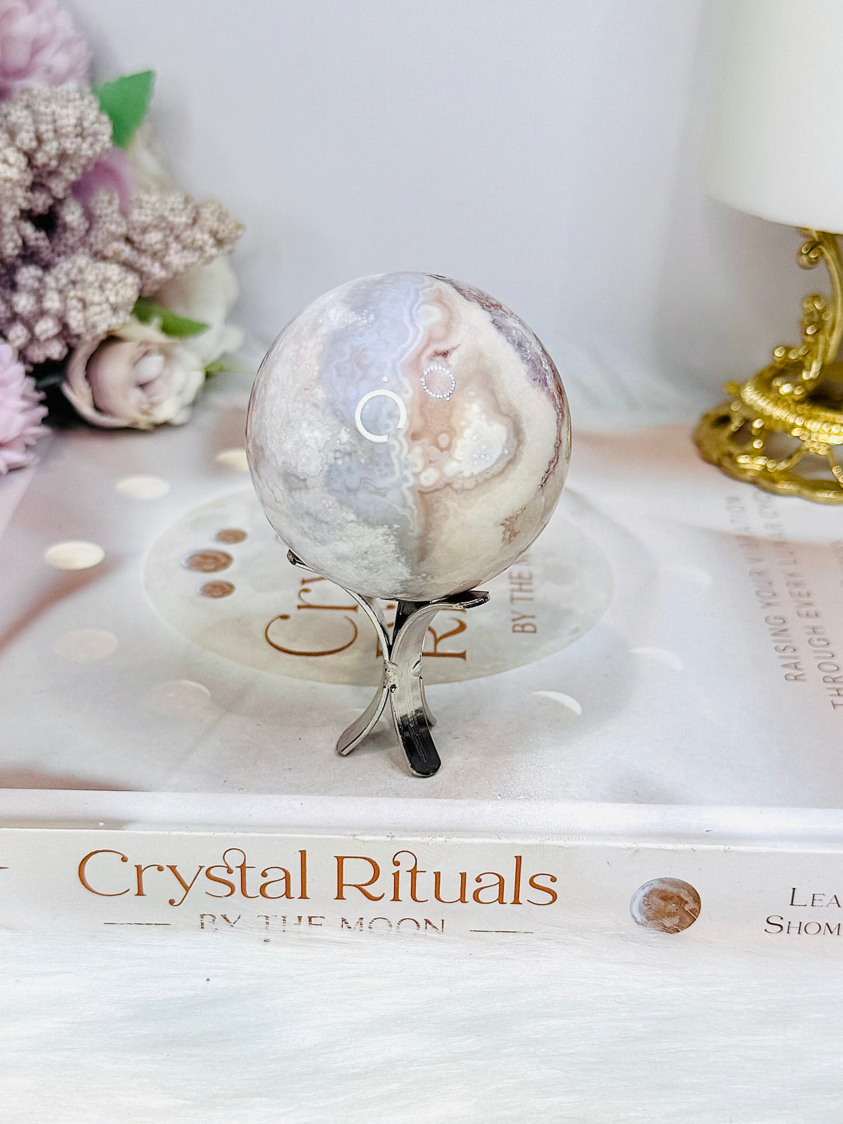 Pink Amethyst Druzy Sphere On Stand 171g