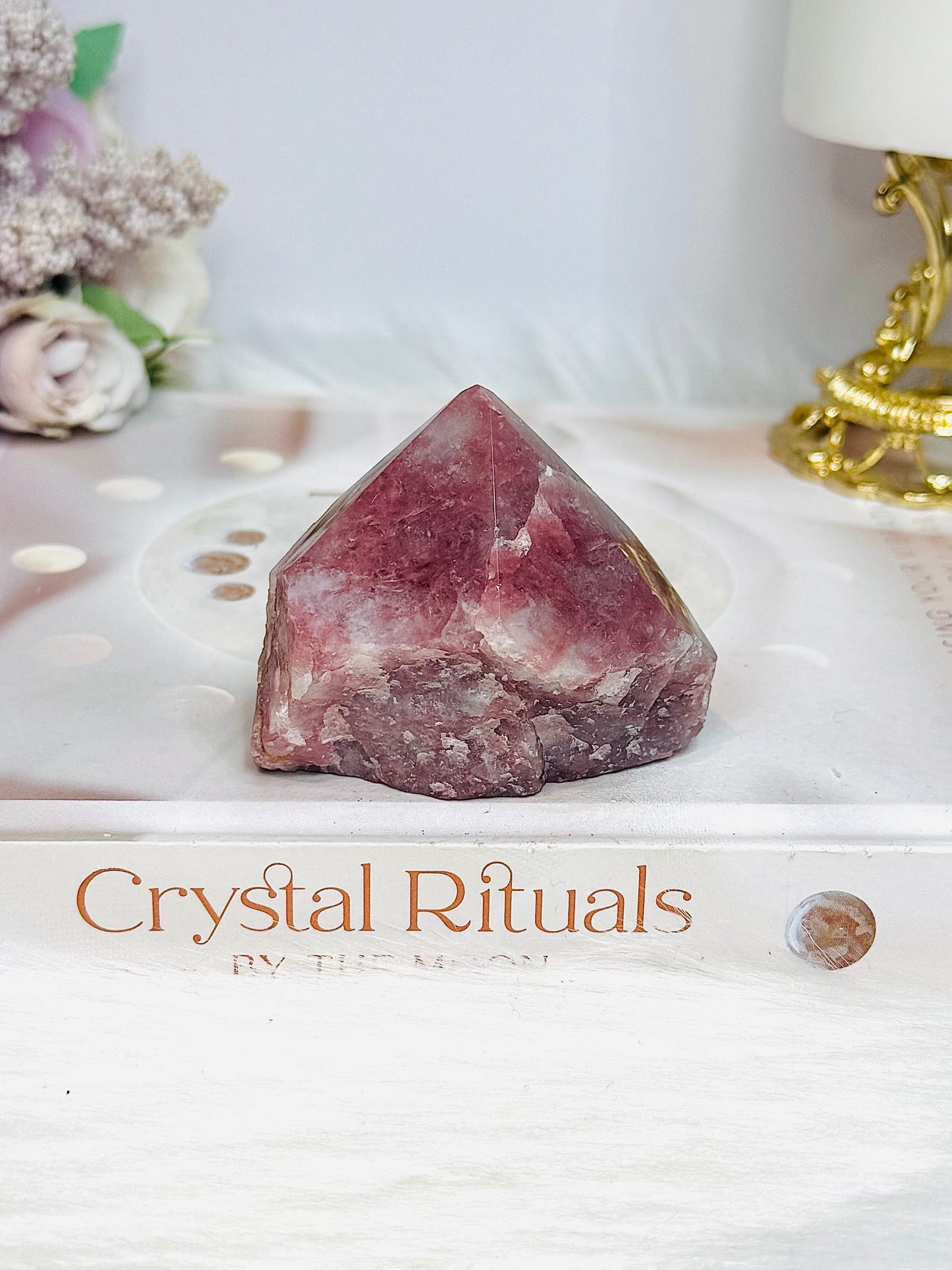 Strawberry Quartz Polished Top Freeform (natural fracture line in top)