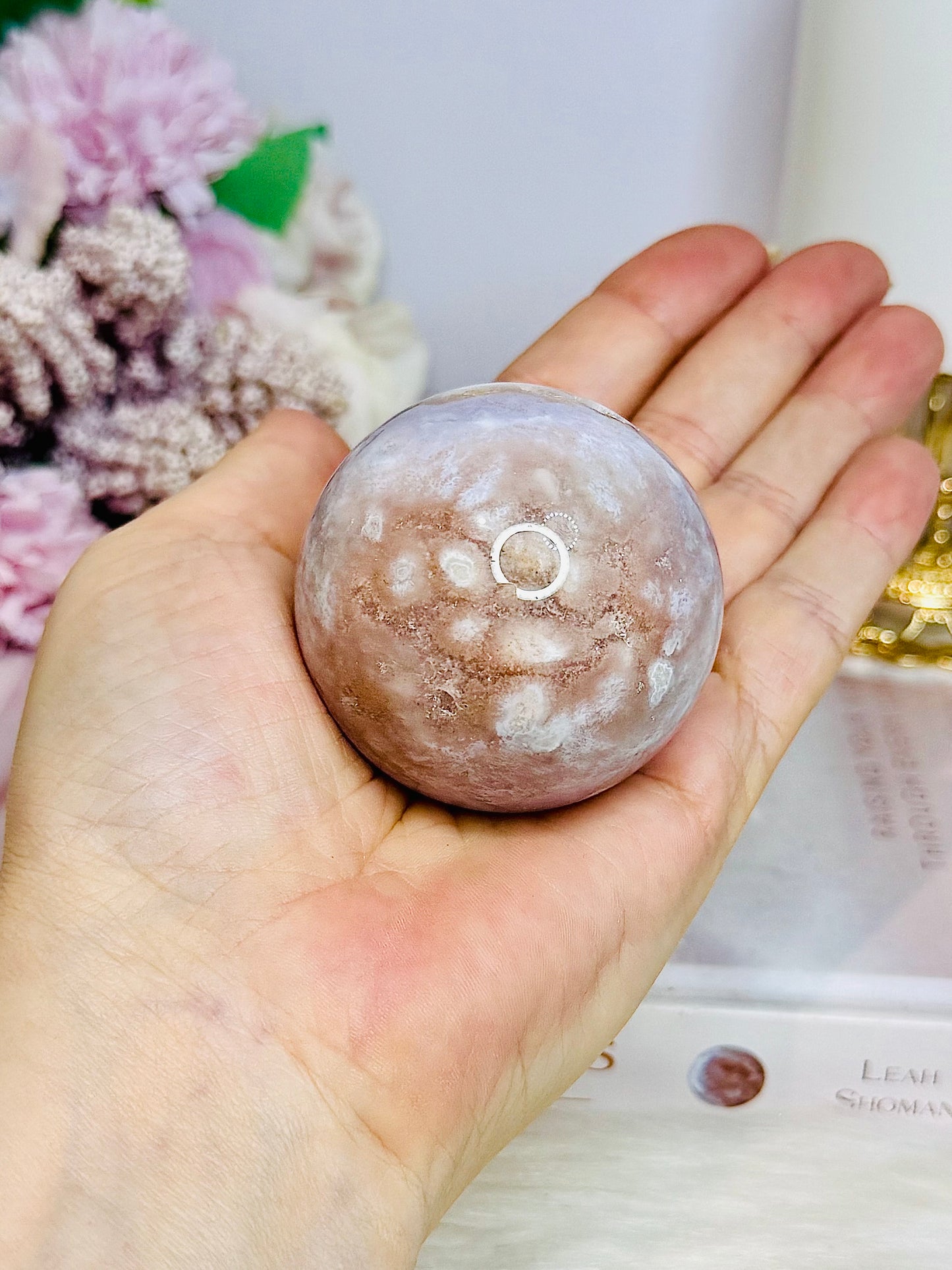 Druzy Flower Agate Sphere on Stand 172g