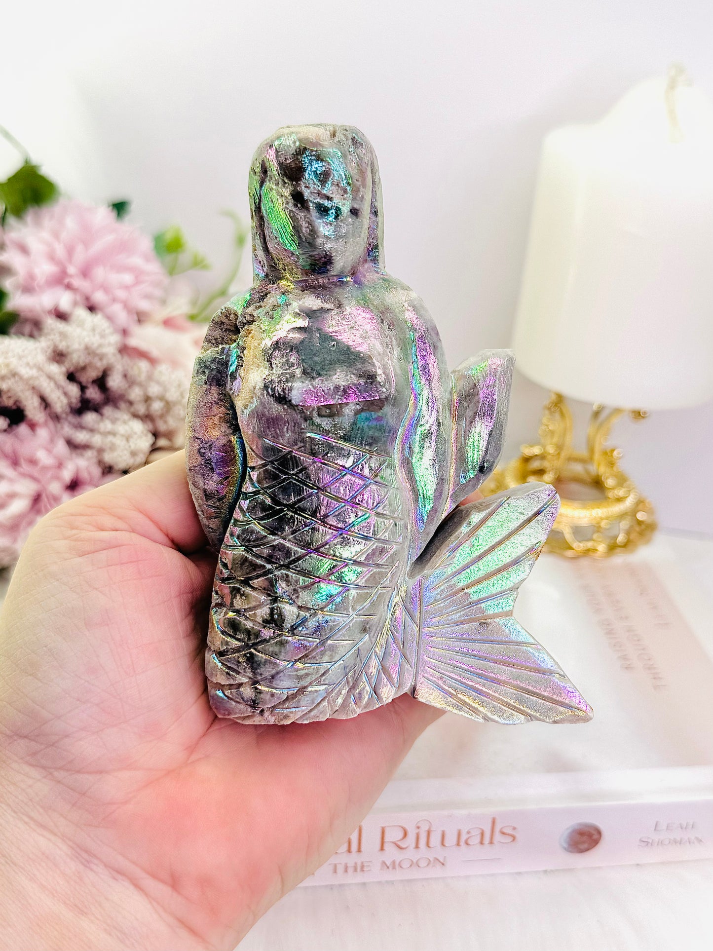 Truly Magical 13cm Chunky Angel Aura Sphalerite Carved Mermaid