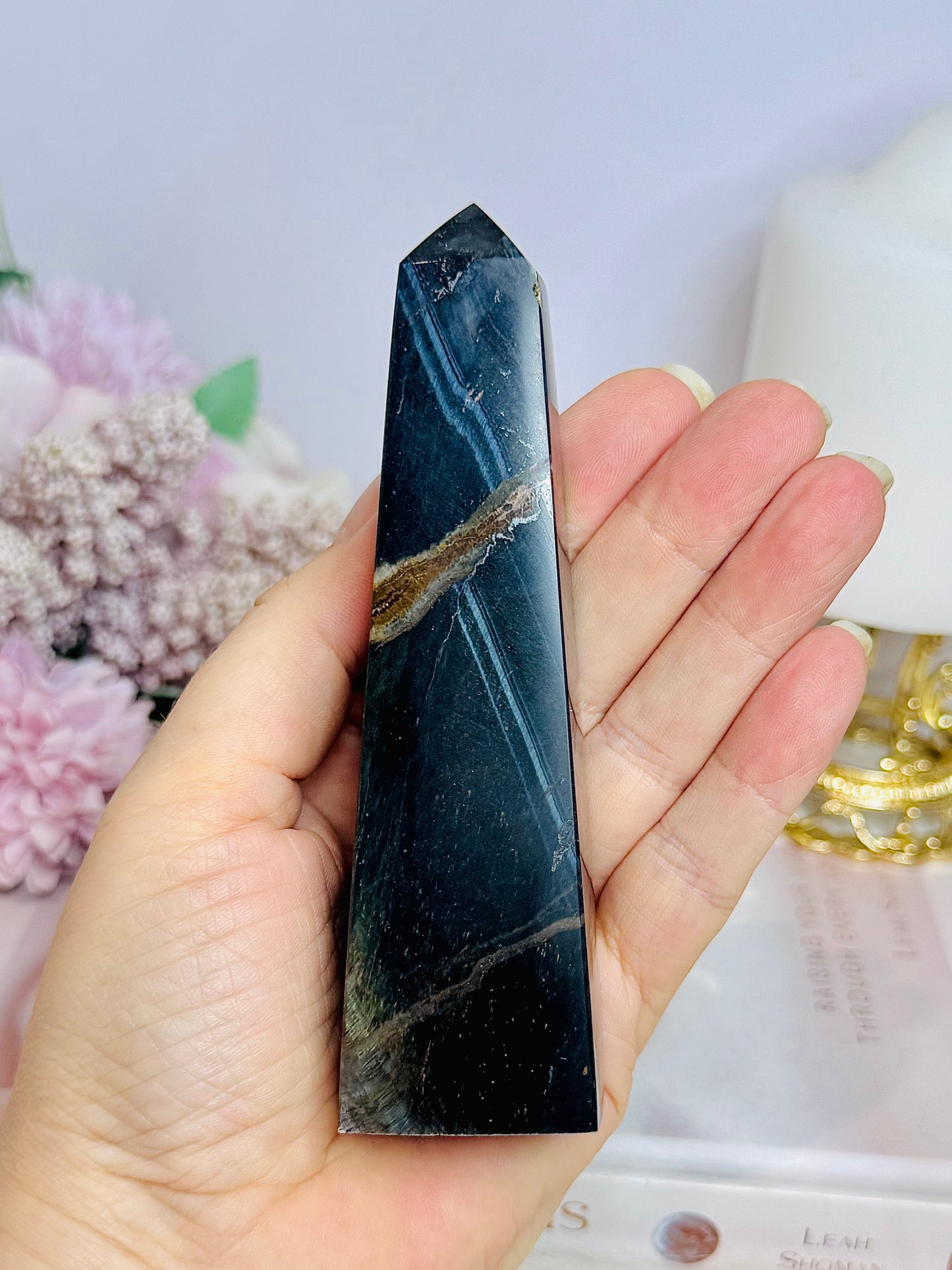 Rare Blue Tigers Eye Tower 12cm