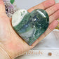 Moss Agate Druzy Heart 8cm On Stand