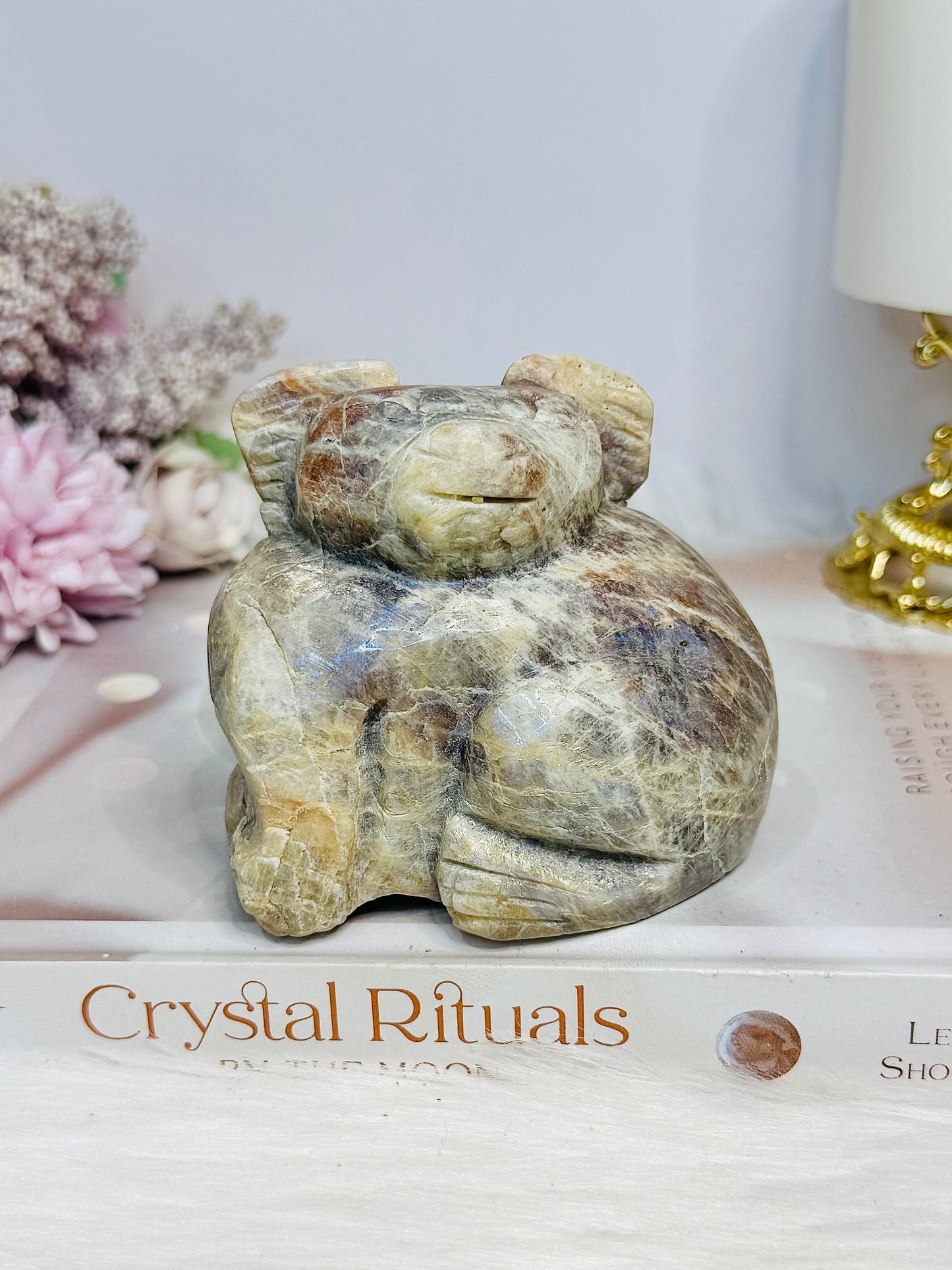 Moonstone Koala Bear with Blue Flash 473g