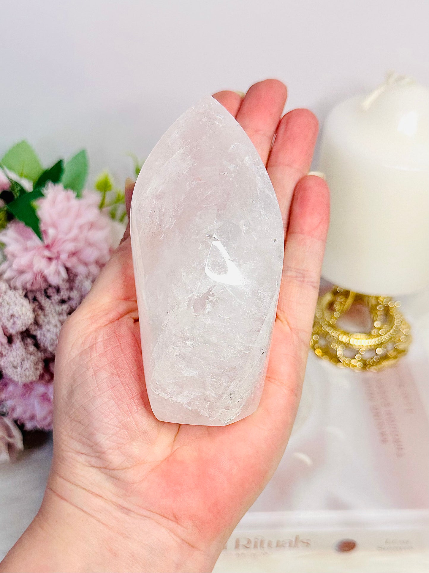 Exquisite Clear Quartz Carved Flame 357grams From Brazil