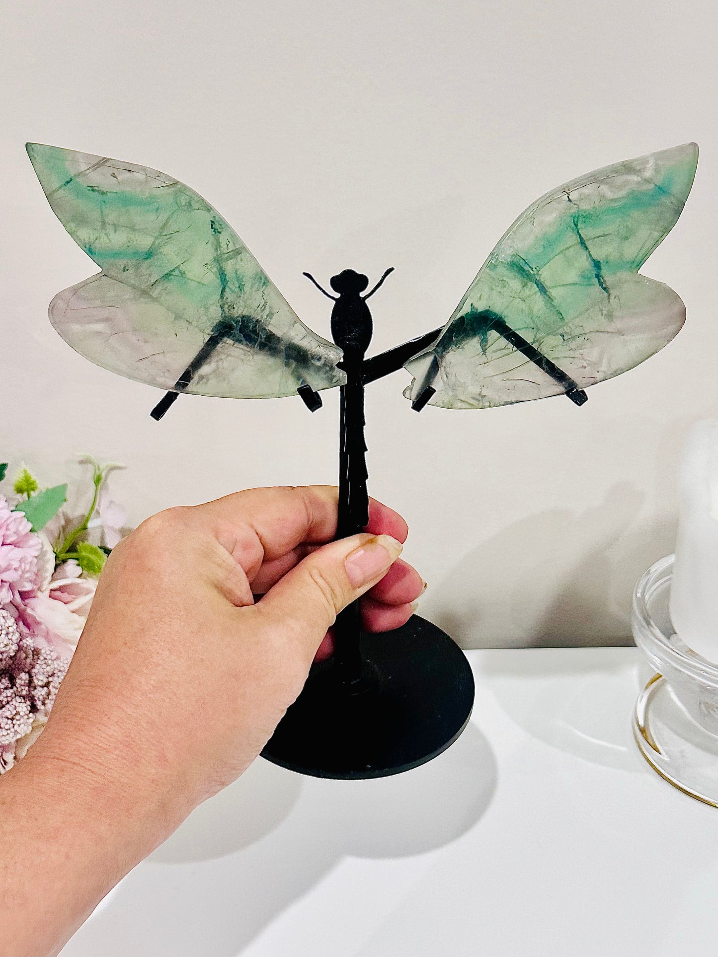 Glorious Large 18cm Green Fluorite Dragonfly