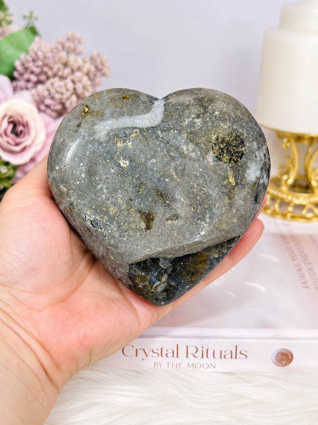 Large High Grade Amethyst Cluster Heart on Stand 342g