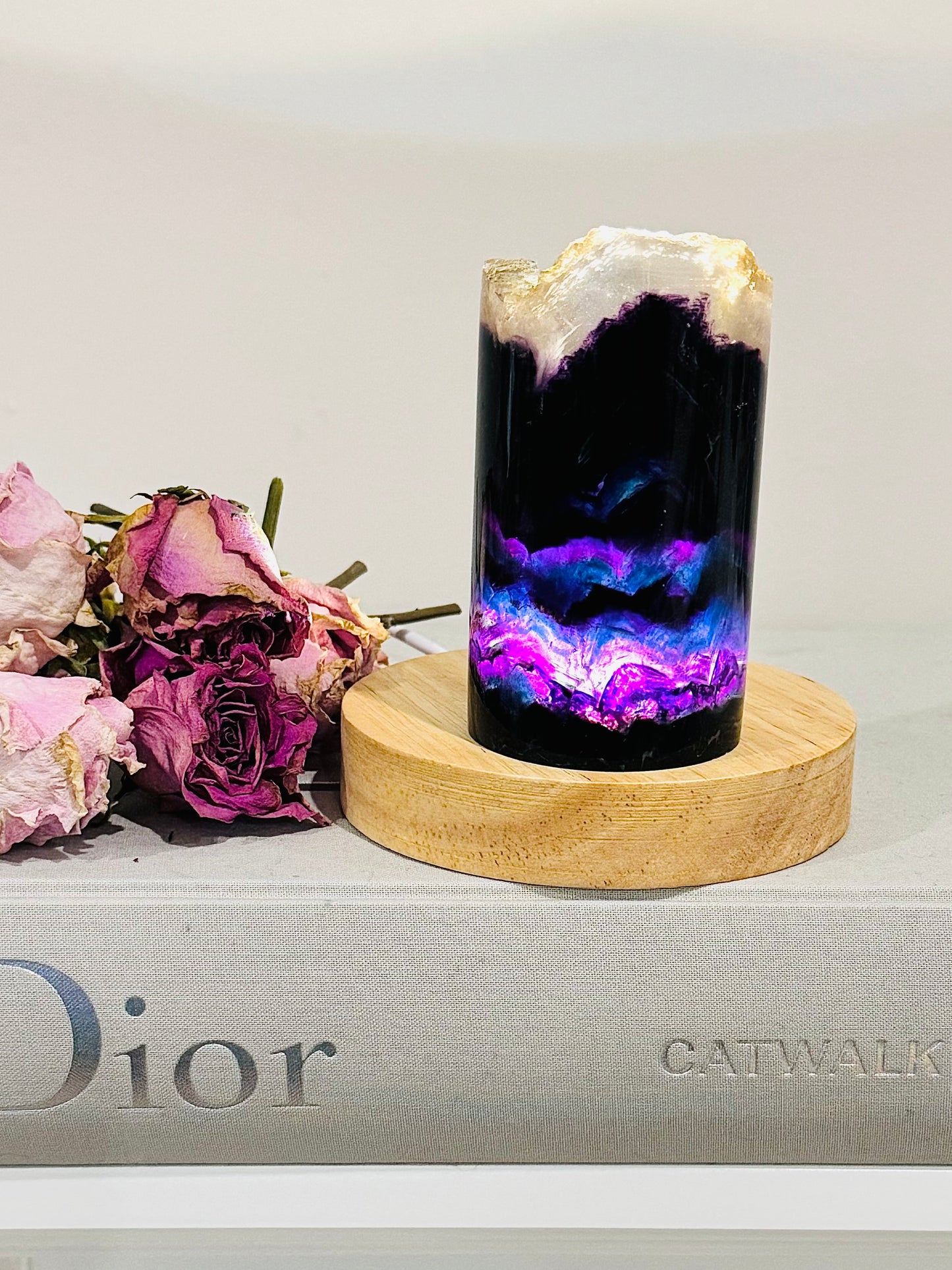 Stunning 10cm 342gram Colourful Fluorite Lamp on Light Stand