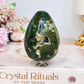 Moss Agate Druzy Egg On Stand 201g