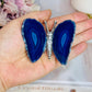 Beautiful Blue (dyed) & Silver Agate Butterfly