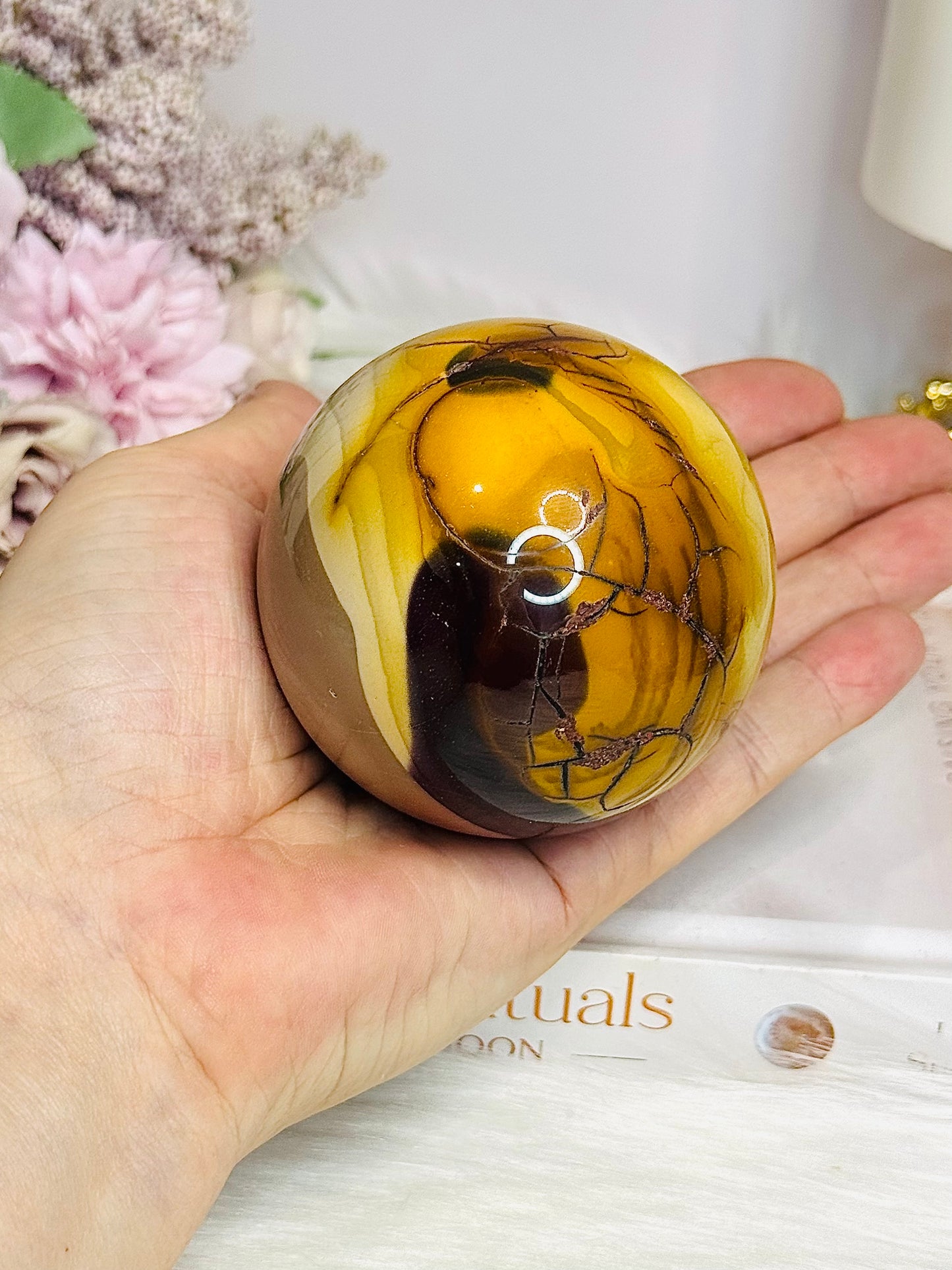 Large Mookaite Jasper Sphere on Stand 392g