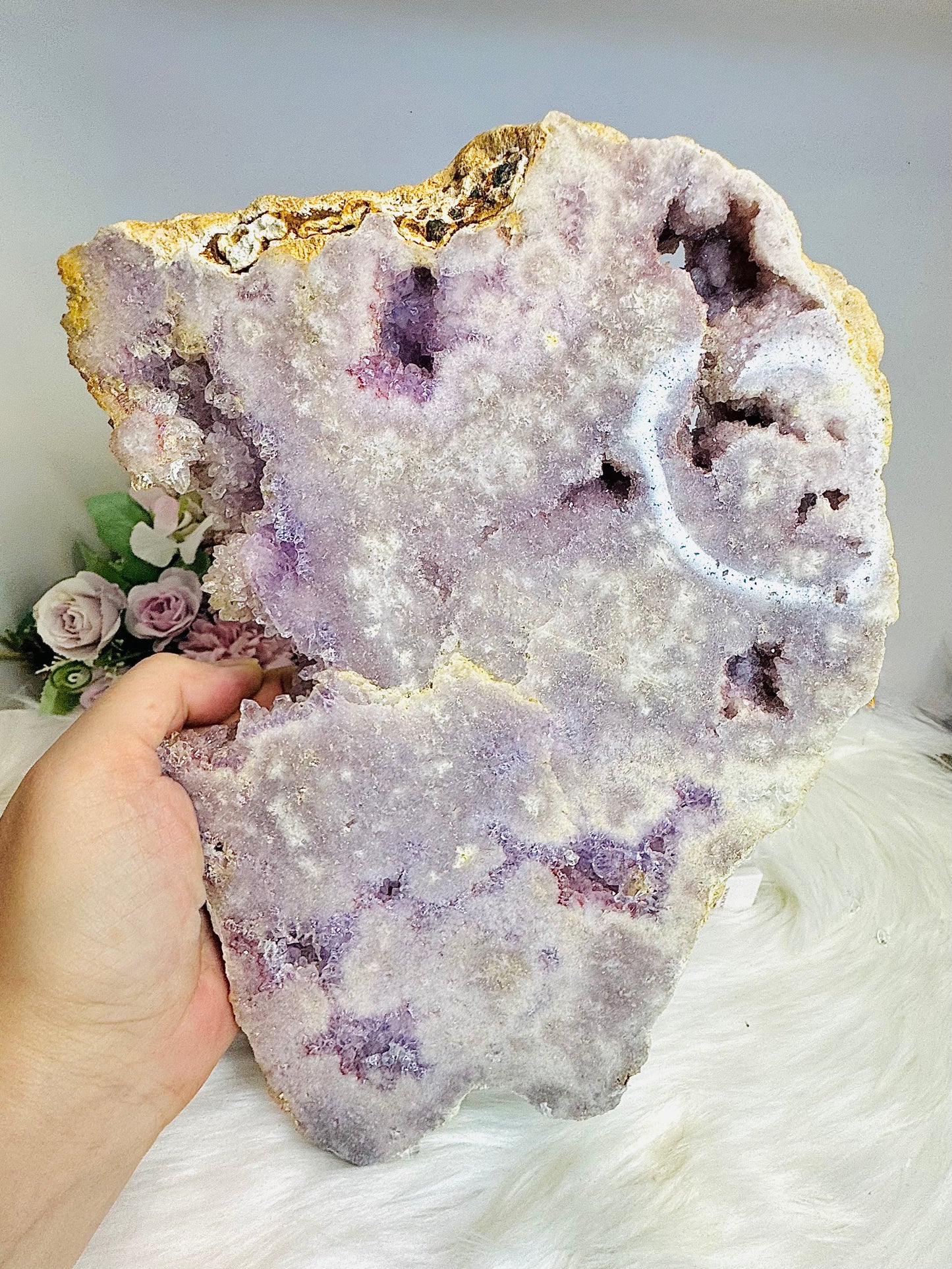 High Grade Pink Amethyst Large Druzy Slab 24.5cm 2.3KG