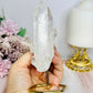 Clear Quartz Natural Tower on Gold Stand 14cm